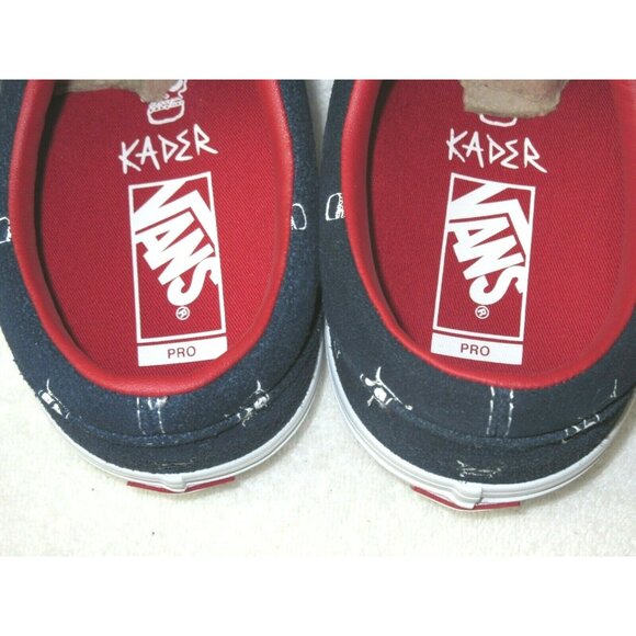 Vans Men's Era Pro Kader Sylla Canvas Shoes Skull Logo Navy Blue White Size 9 - Picture 4 of 5